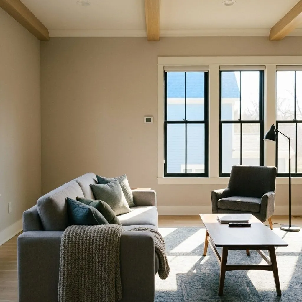 Repose Gray SW 7015 accent wall in midday light