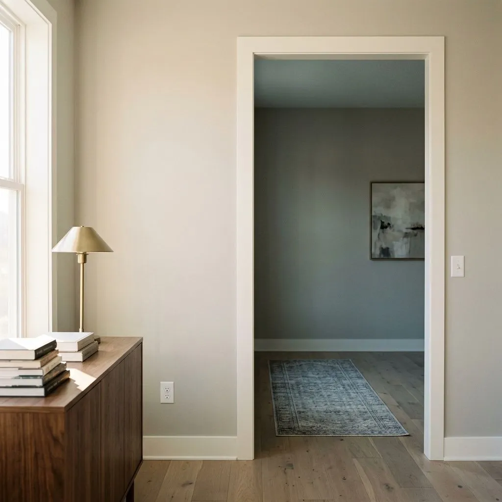 Repose Gray SW 7015 undertones beside a reference white