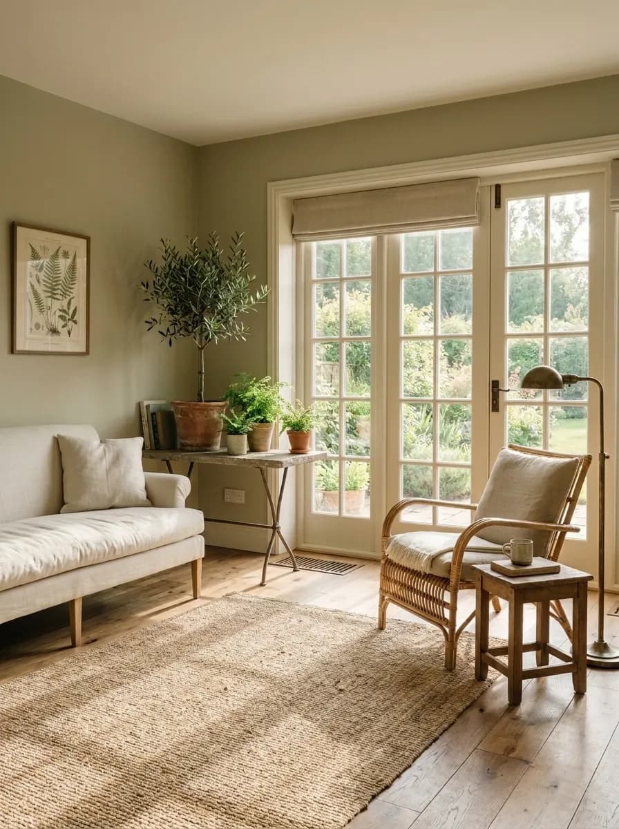 Sage SW 2860 accent wall in midday light