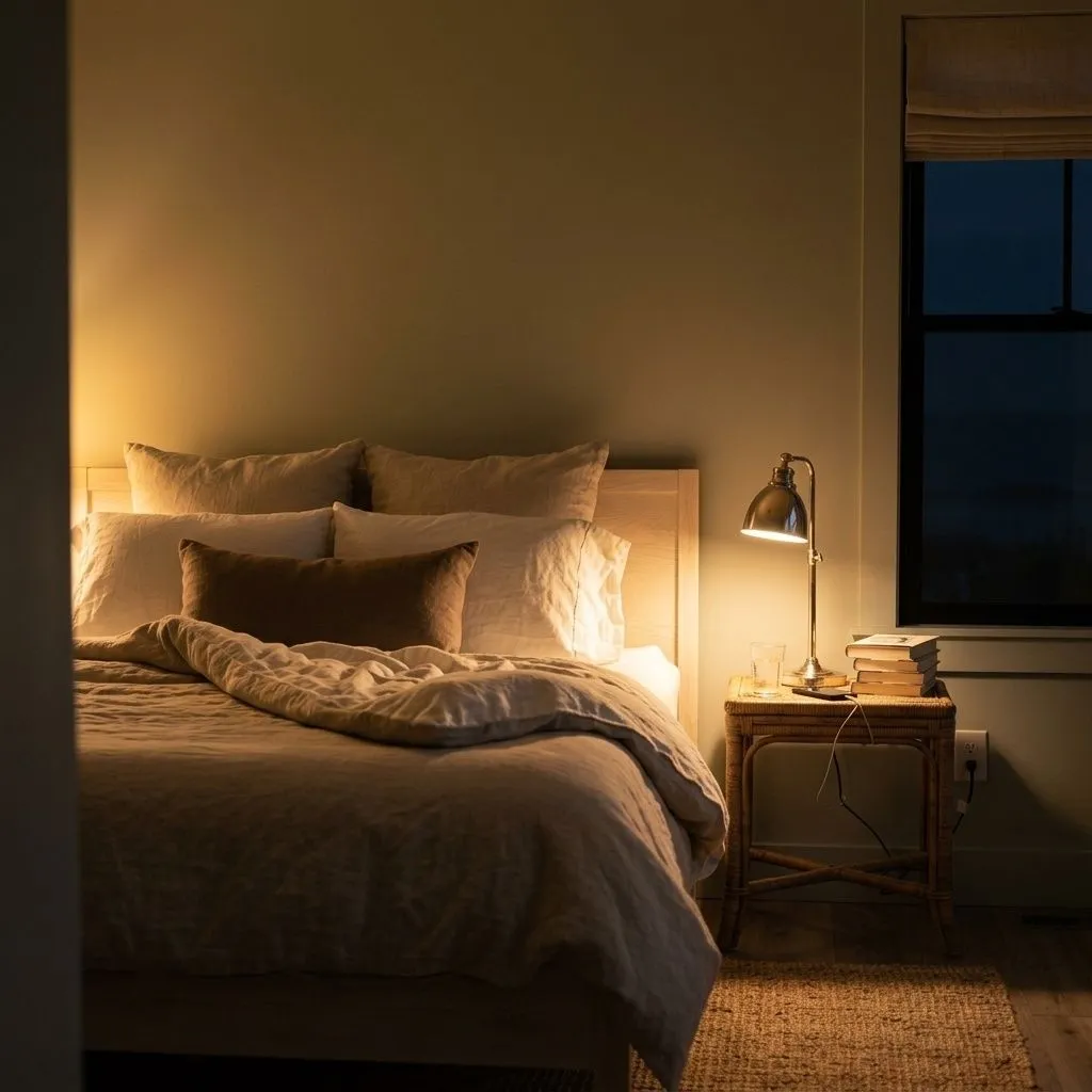 Silvermist SW 7621 accent wall in evening light