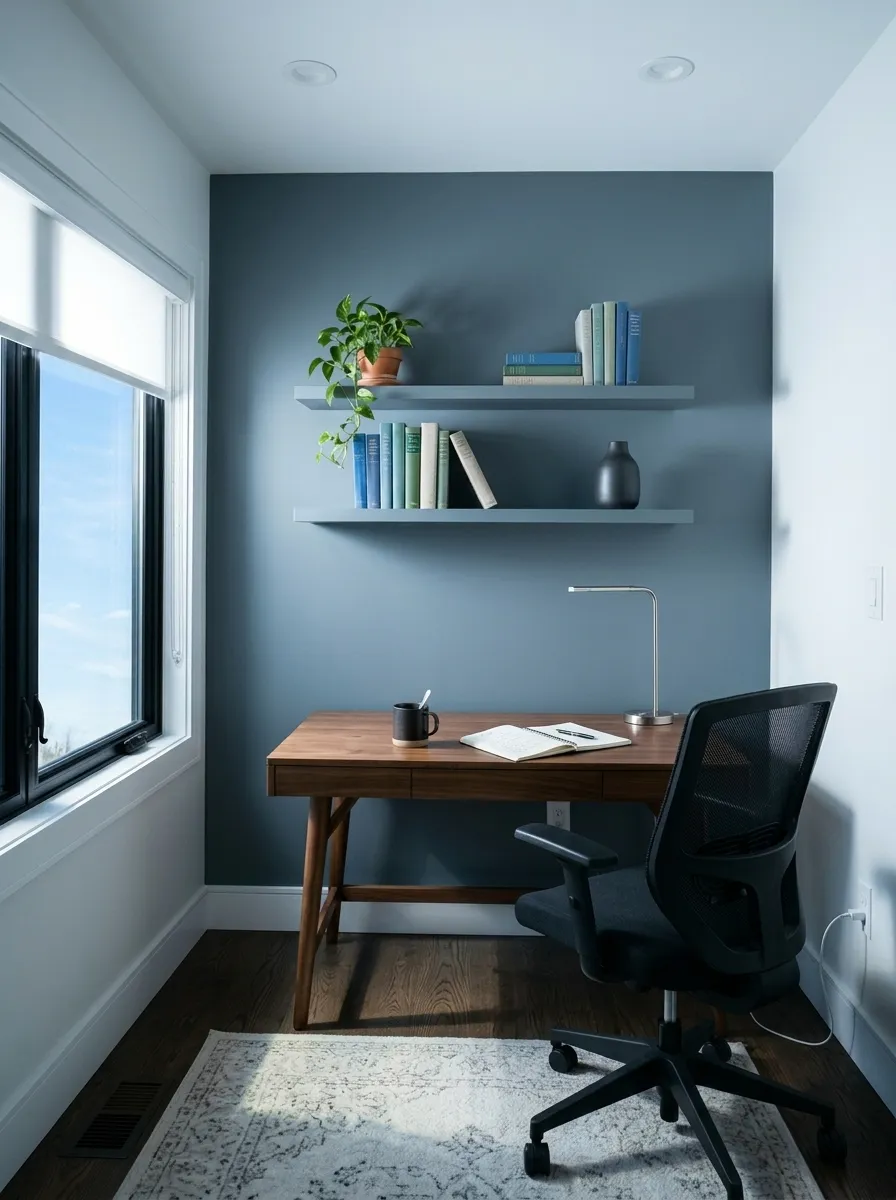Slate Tile SW 7624 accent wall in midday light