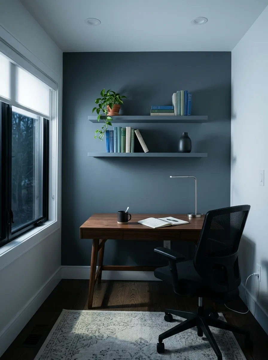 Slate Tile SW 7624 accent wall in morning light