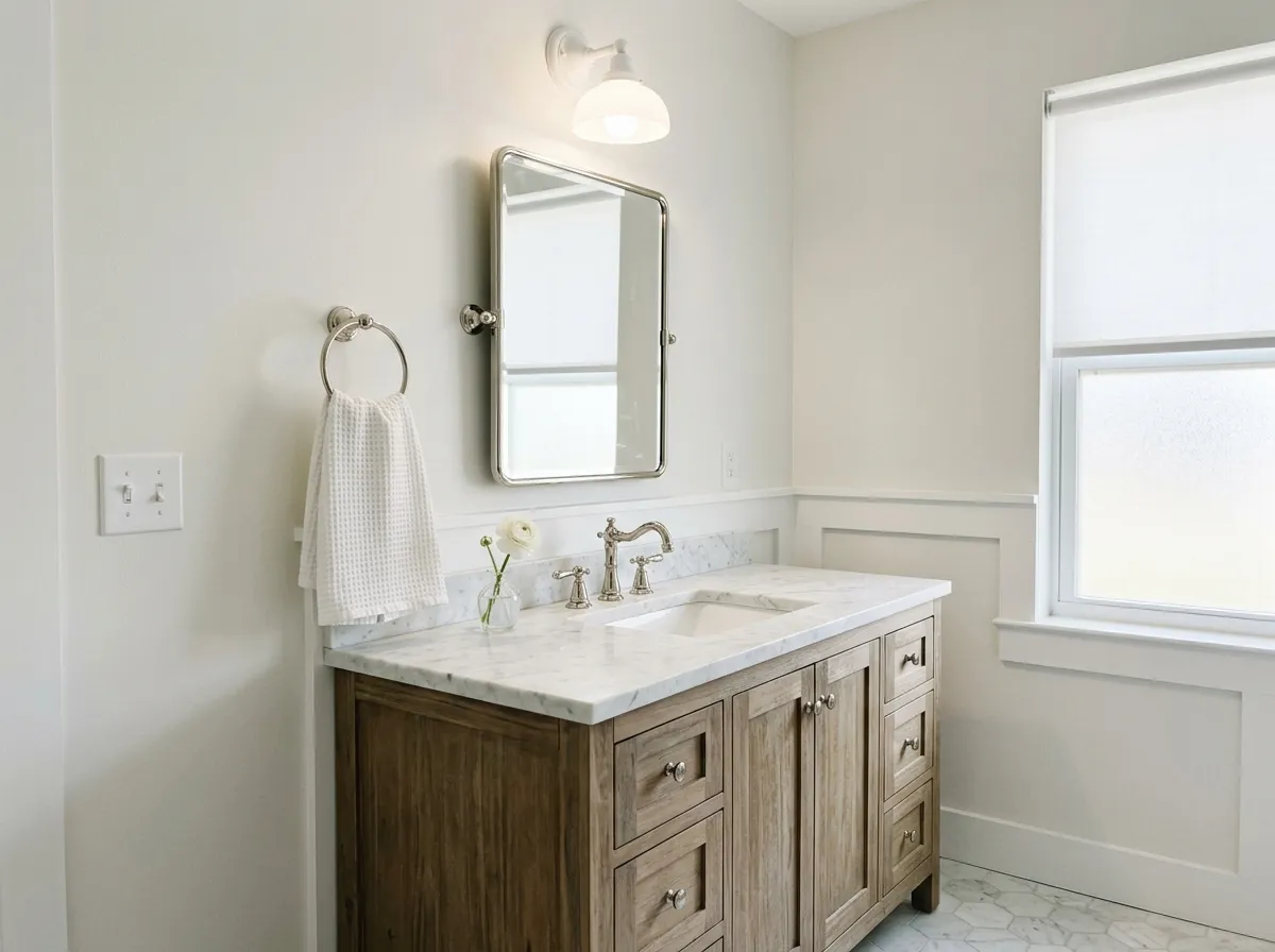 Snowbound SW 7004 on bathroom