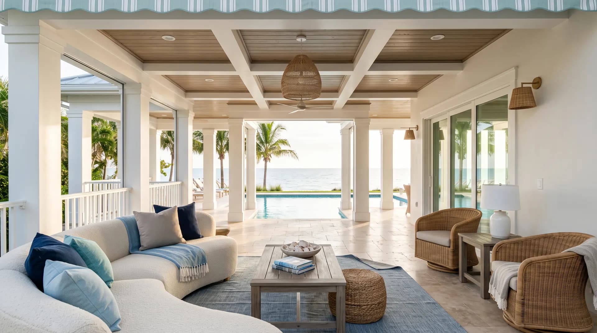 Snowbound SW 7004 in a relaxed, coastal lanai