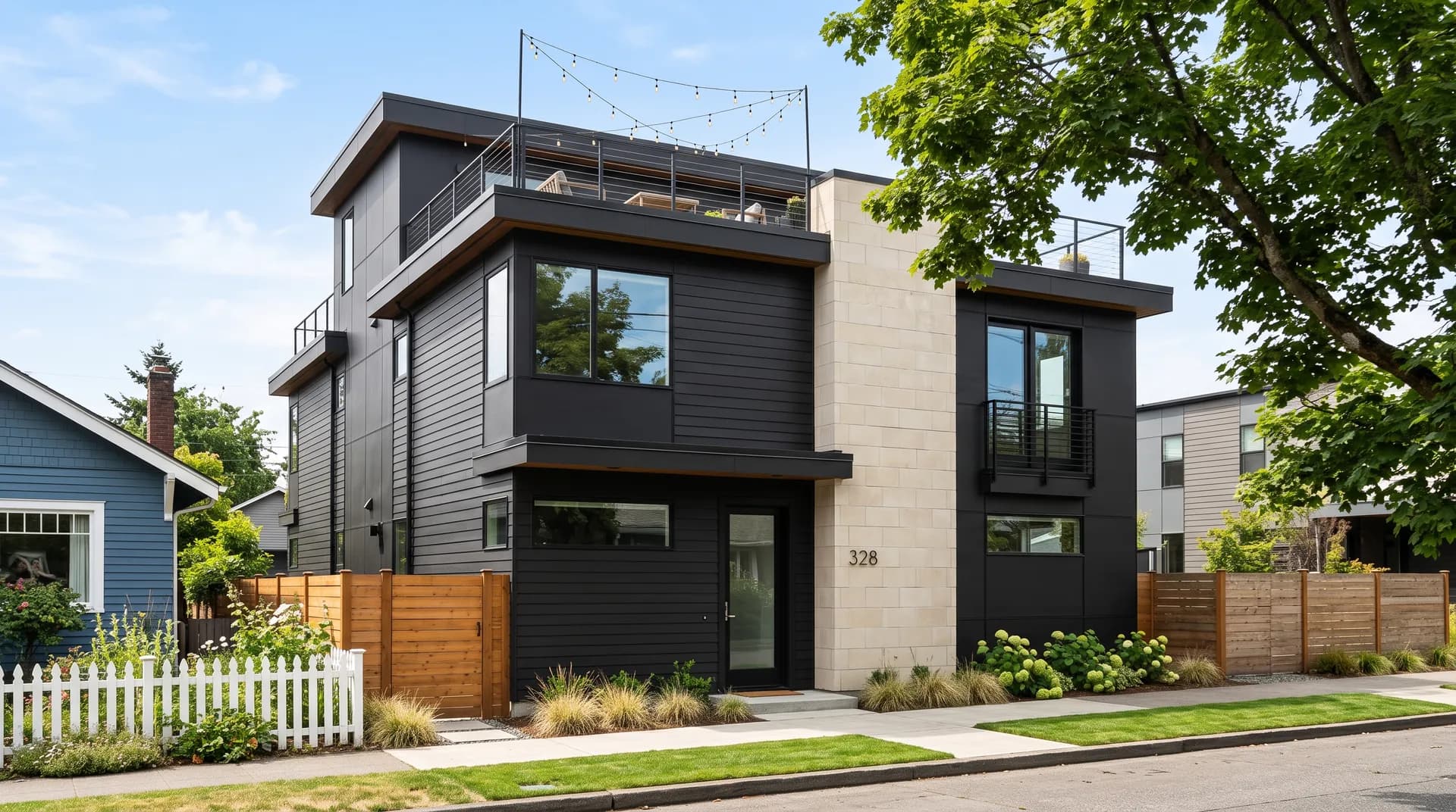 Tricorn Black SW 6258 by Sherwin-Williams on a home exterior