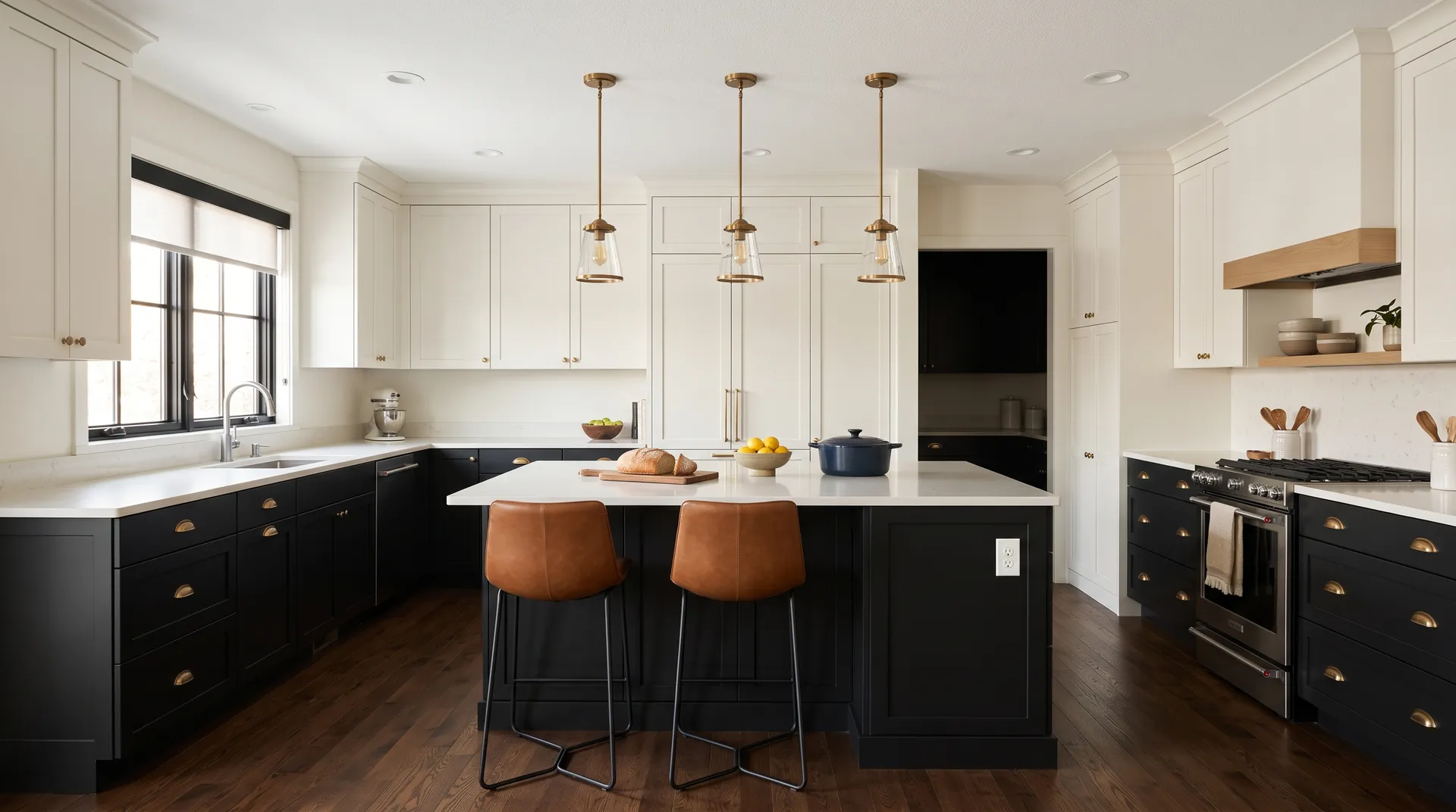 Tricorn Black SW 6258 in a warm, grounded kitchen