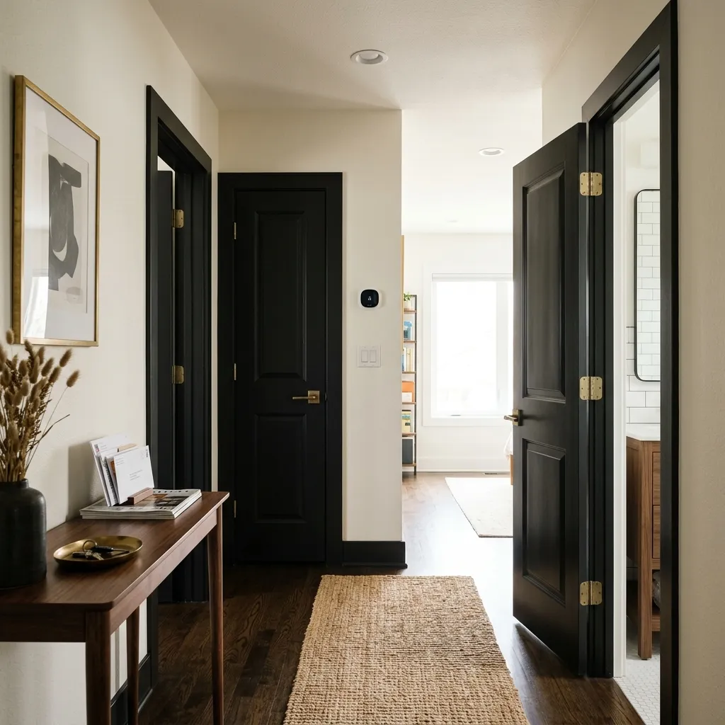 Tricorn Black SW 6258 undertones beside a reference white