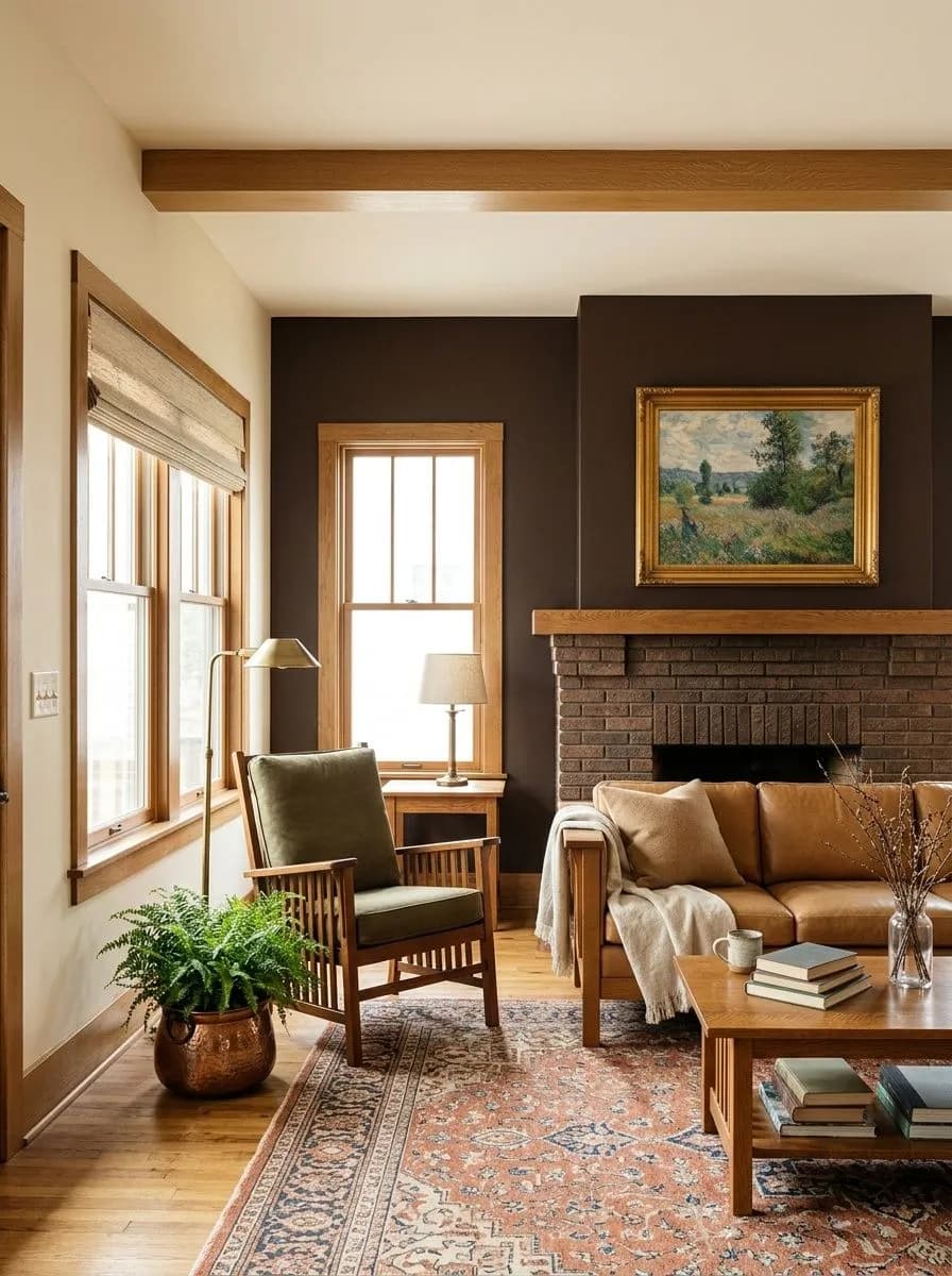 Turkish Coffee SW 6076 on an interior wall in natural daylight