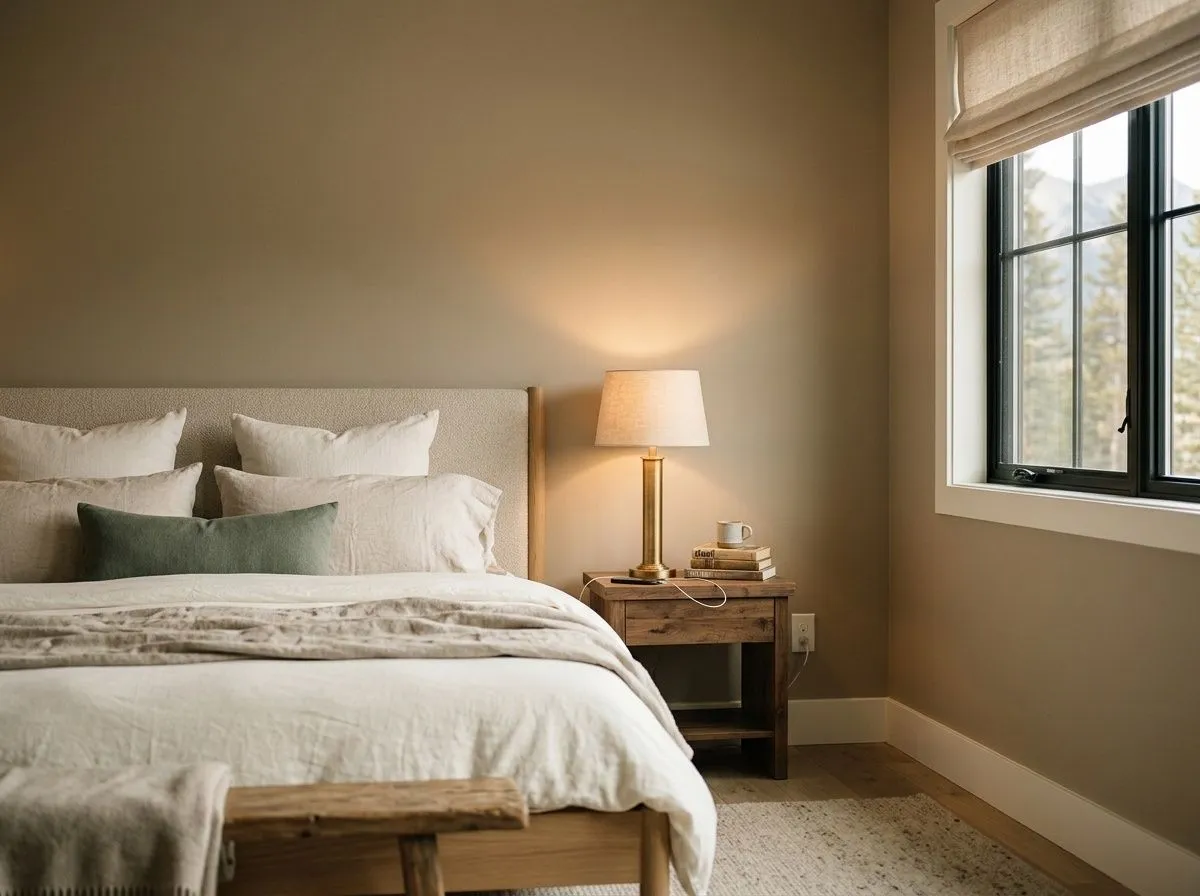 Universal Khaki SW 6150 on bedroom