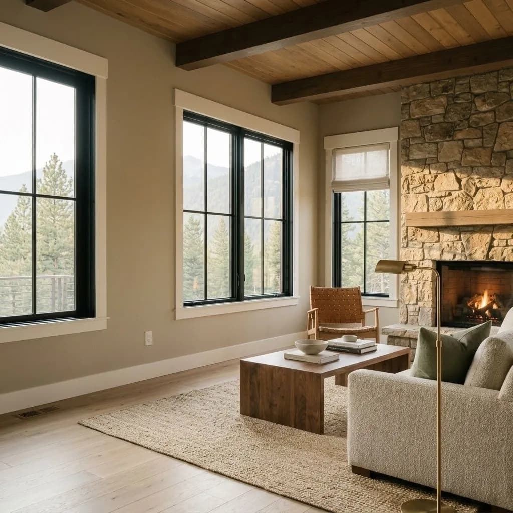 Universal Khaki SW 6150 accent wall in midday light