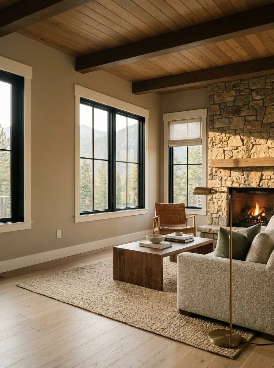 Universal Khaki SW 6150 accent wall in morning light