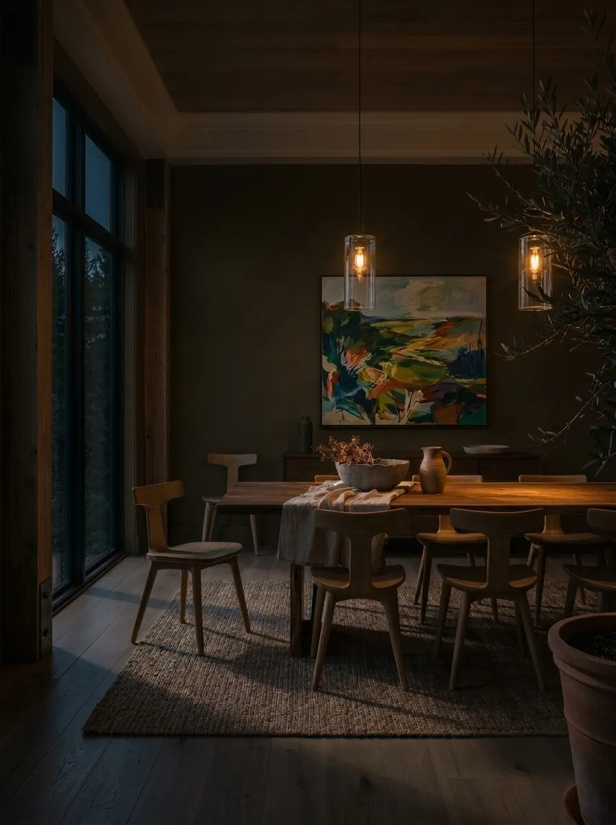 Urbane Bronze SW 7048 accent wall in evening light
