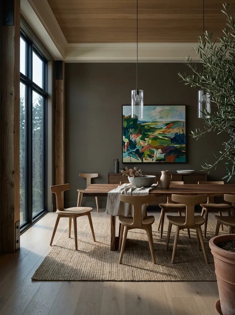 Urbane Bronze SW 7048 accent wall in morning light
