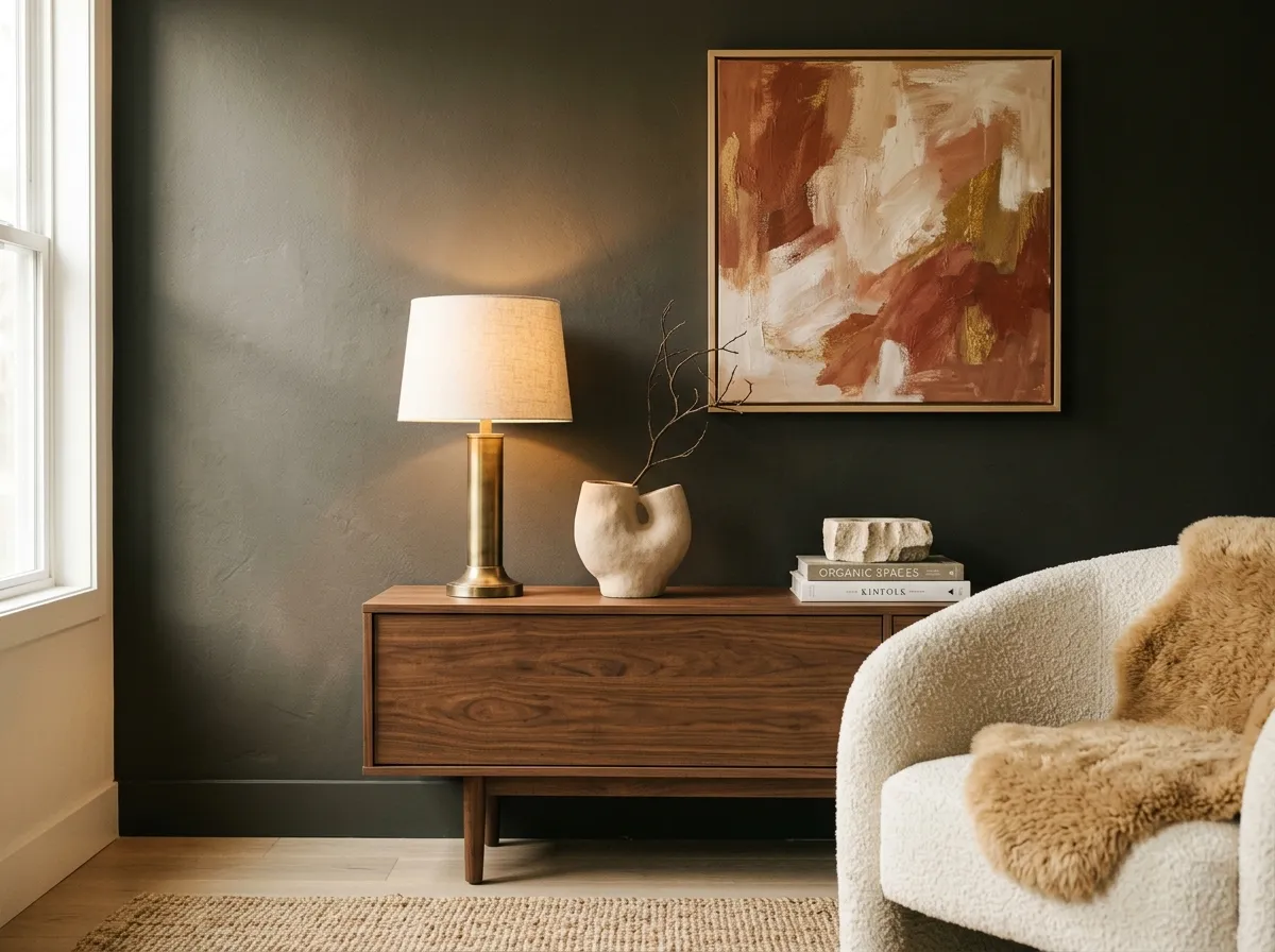 Urbane Bronze SW 7048 on living room accent wall