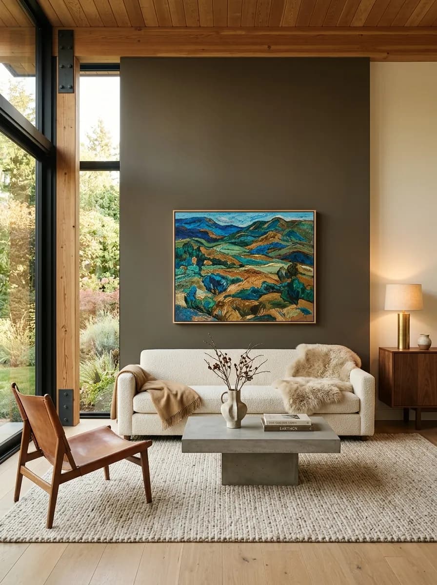 Urbane Bronze SW 7048 on an interior wall in natural daylight
