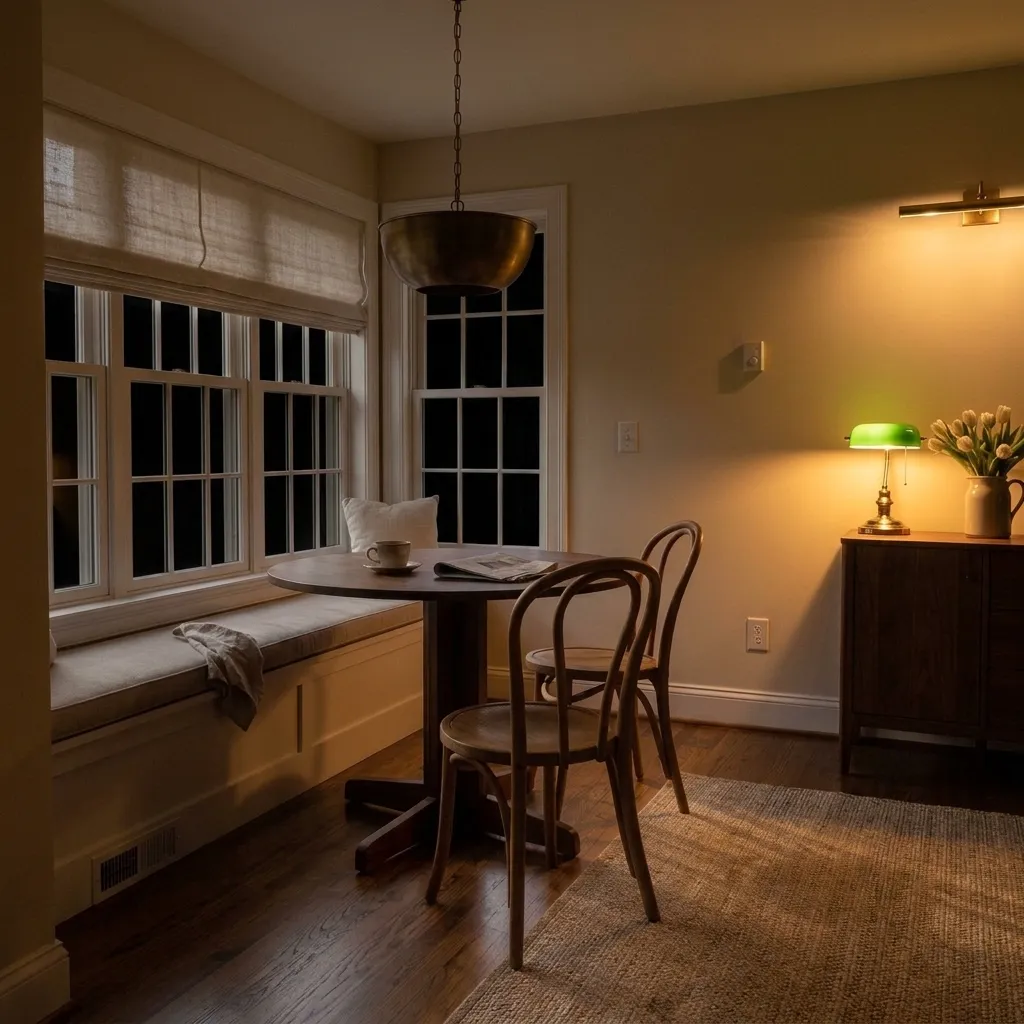 White Duck SW 7010 accent wall in evening light